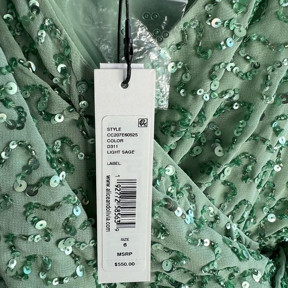 ALICE + OLIVIA CELESTINE EMBROIDERED WRAP DRAPED MINI DRESS - Picture 8 of 15